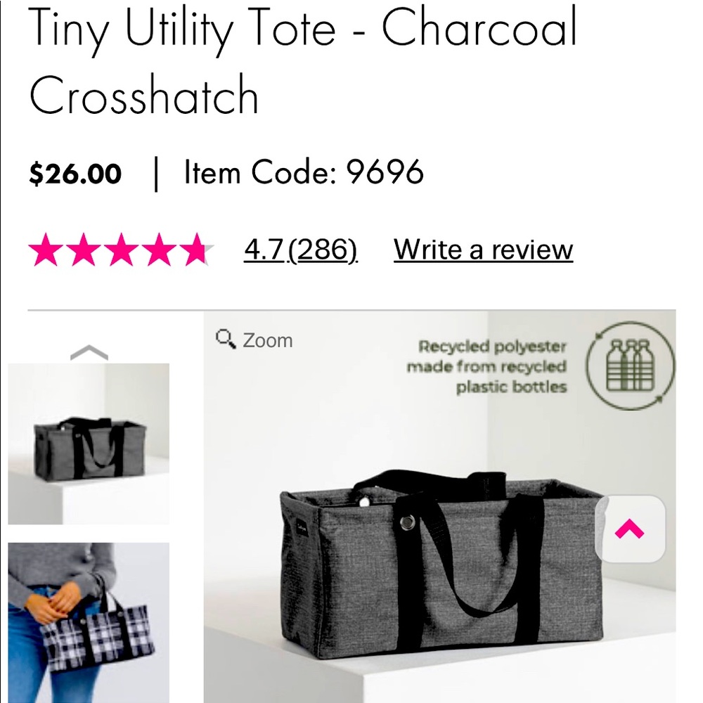 Thirty one Mini Utility Tote in Charcoal Grey